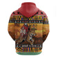 Afro Christmas in Kenya Safari Zip Hoodie Black Santa Riding Leopards - African Pride