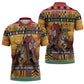 Kenya Safari Christmas Zipper Polo Shirt Black Santa Riding Leopards - Heri ya Krismasi
