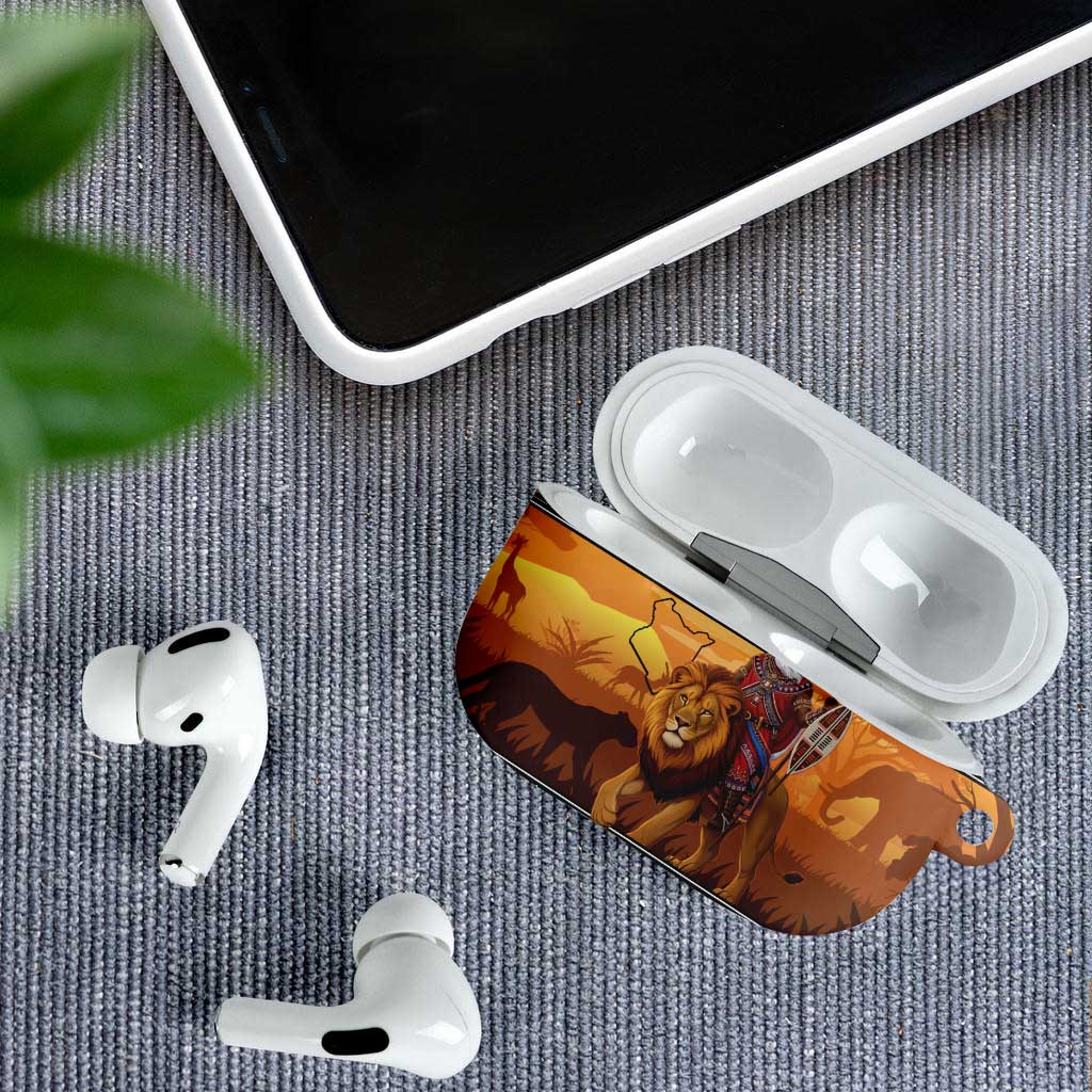 Kenya Safari Christmas AirPods Case Black Santa Riding Lion - Heri ya Krismasi