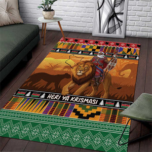 Afro Christmas in Kenya Safari Area Rug Black Santa Riding Lion - African Pride