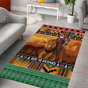 Afro Christmas in Kenya Safari Area Rug Black Santa Riding Lion - African Pride