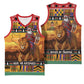 Afro Christmas in Kenya Safari Basketball Jersey Black Santa Riding Lion - African Pride