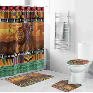 Kenya Safari Christmas Bathroom Set Black Santa Riding Lion - Heri ya Krismasi