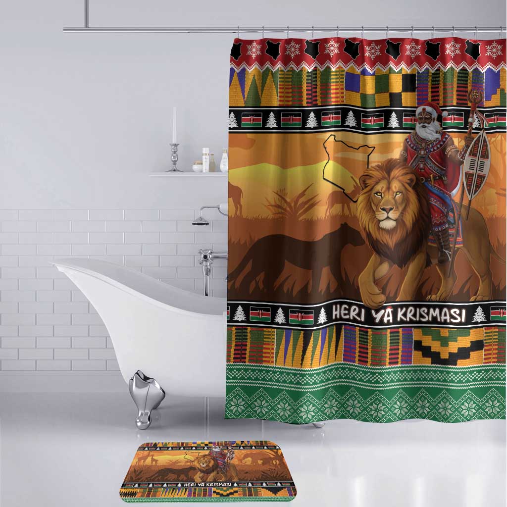 Kenya Safari Christmas Bathroom Set Black Santa Riding Lion - Heri ya Krismasi