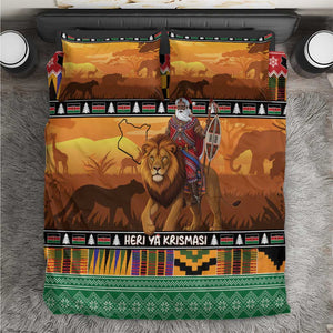 Afro Christmas in Kenya Safari Bedding Set Black Santa Riding Lion - African Pride