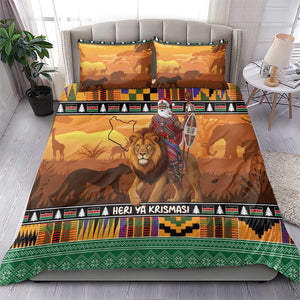 Afro Christmas in Kenya Safari Bedding Set Black Santa Riding Lion - African Pride