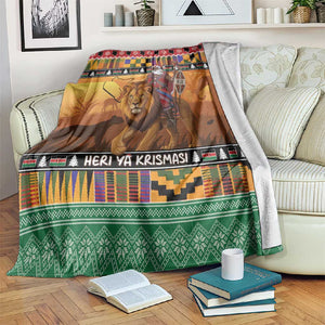 Afro Christmas in Kenya Safari Blanket Black Santa Riding Lion - African Pride