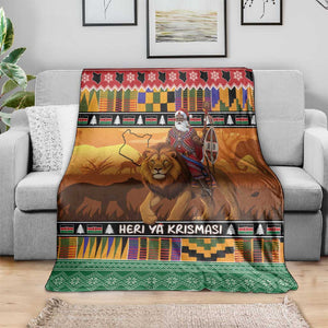 Afro Christmas in Kenya Safari Blanket Black Santa Riding Lion - African Pride