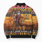 Kenya Safari Christmas Bomber Puffer Jacket Black Santa Riding Lion - Heri ya Krismasi