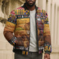 Kenya Safari Christmas Bomber Puffer Jacket Black Santa Riding Lion - Heri ya Krismasi