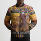 Kenya Safari Christmas Bomber Puffer Jacket Black Santa Riding Lion - Heri ya Krismasi