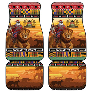 Afro Christmas in Kenya Safari Car Mats Black Santa Riding Lion - African Pride