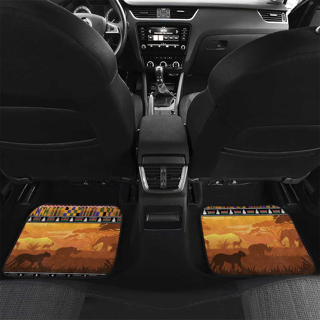 Afro Christmas in Kenya Safari Car Mats Black Santa Riding Lion - African Pride