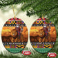 Afro Christmas in Kenya Safari Ceramic Ornament Black Santa Riding Lion - African Pride