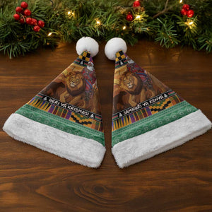 Afro Christmas in Kenya Safari Christmas Santa Hat Black Santa Riding Lion - African Pride
