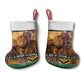Afro Christmas in Kenya Safari Christmas Stocking Black Santa Riding Lion - African Pride