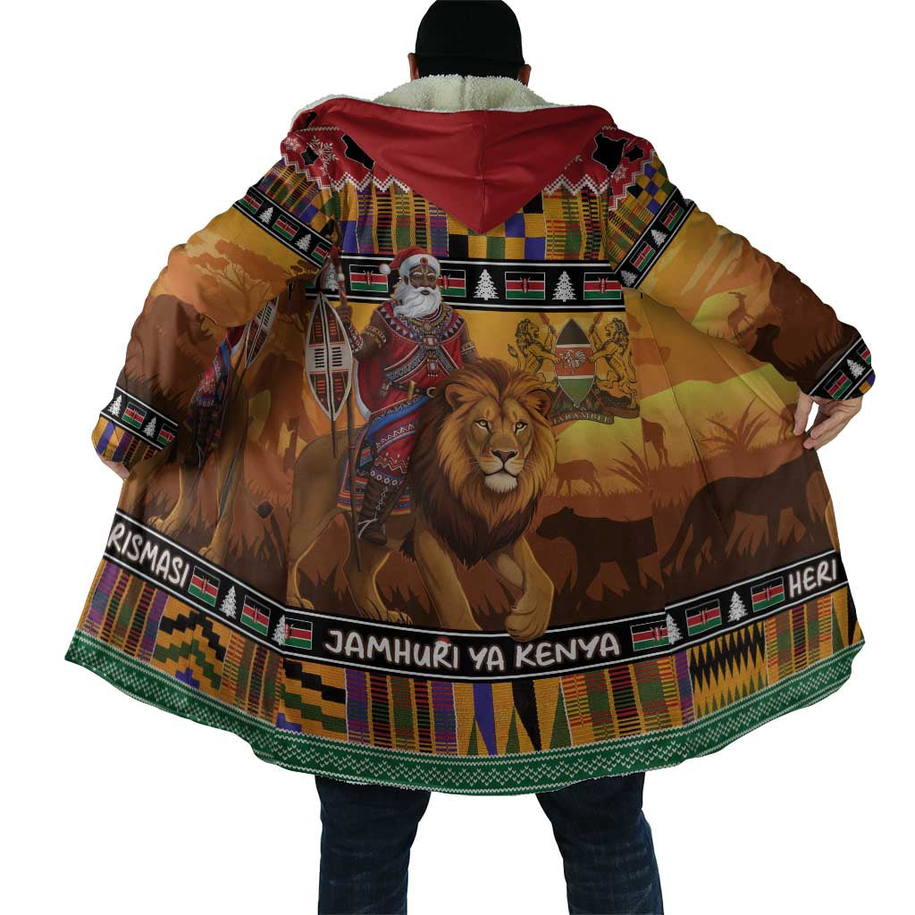Kenya Safari Christmas Cloak Black Santa Riding Lion - Heri ya Krismasi