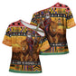 Kenya Safari Christmas Cross Shoulder Shirt Black Santa Riding Lion - Heri ya Krismasi
