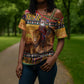 Kenya Safari Christmas Cross Shoulder Shirt Black Santa Riding Lion - Heri ya Krismasi