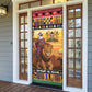 Kenya Safari Christmas Door Cover Black Santa Riding Lion - Heri ya Krismasi