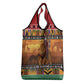 Afro Christmas in Kenya Safari Grocery Bag Black Santa Riding Lion - African Pride