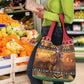 Afro Christmas in Kenya Safari Grocery Bag Black Santa Riding Lion - African Pride