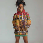 Afro Christmas in Kenya Safari Hoodie Dress Black Santa Riding Lion - African Pride