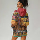 Afro Christmas in Kenya Safari Hoodie Dress Black Santa Riding Lion - African Pride