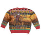 Afro Christmas in Kenya Safari Kid Ugly Christmas Sweater Black Santa Riding Lion - African Pride