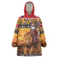 Afro Christmas in Kenya Safari Kid Wearable Blanket Hoodie Black Santa Riding Lion - African Pride