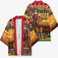 Kenya Safari Christmas Kimono Black Santa Riding Lion - Heri ya Krismasi