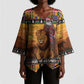 Kenya Safari Christmas Kimono Sleeve Blouse Black Santa Riding Lion - Heri ya Krismasi