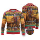 Afro Christmas in Kenya Safari Ugly Christmas Sweater Black Santa Riding Lion - African Pride