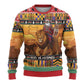 Afro Christmas in Kenya Safari Ugly Christmas Sweater Black Santa Riding Lion - African Pride