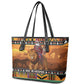 Afro Christmas in Kenya Safari Leather Tote Bag Black Santa Riding Lion - African Pride
