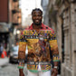 Afro Christmas in Kenya Safari Long Sleeve Button Shirt Black Santa Riding Lion - African Pride