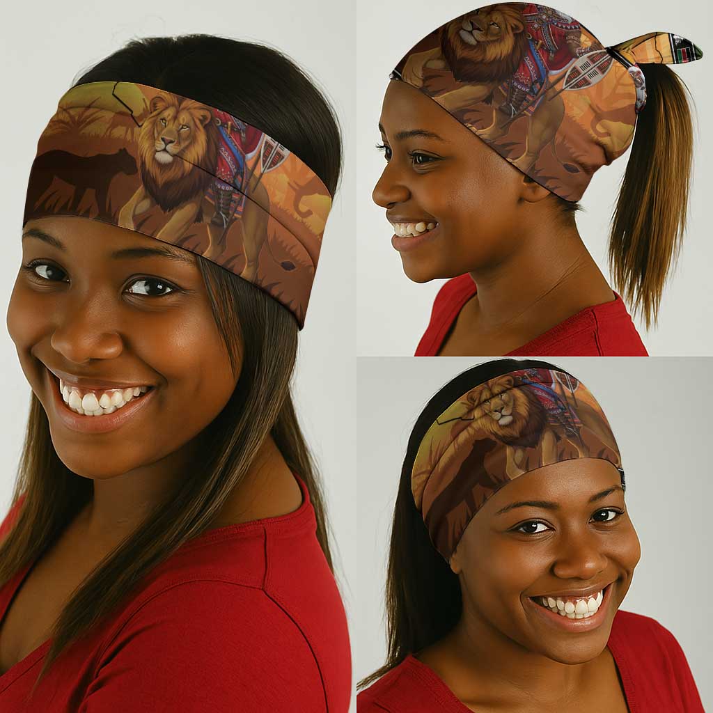 Afro Christmas in Kenya Safari Neck Gaiter Black Santa Riding Lion - African Pride