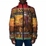 Kenya Safari Christmas Padded Jacket Black Santa Riding Lion - Heri ya Krismasi