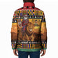 Kenya Safari Christmas Padded Jacket Black Santa Riding Lion - Heri ya Krismasi