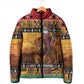 Kenya Safari Christmas Padded Jacket Black Santa Riding Lion - Heri ya Krismasi