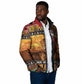 Kenya Safari Christmas Padded Jacket Black Santa Riding Lion - Heri ya Krismasi