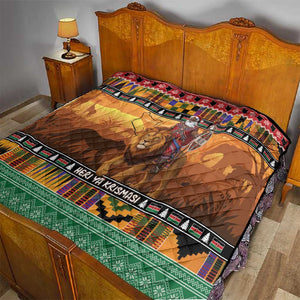 Afro Christmas in Kenya Safari Quilt Black Santa Riding Lion - African Pride