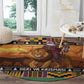 Afro Christmas in Kenya Safari Round Carpet Black Santa Riding Lion - African Pride