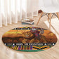 Afro Christmas in Kenya Safari Round Carpet Black Santa Riding Lion - African Pride