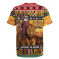 Afro Christmas in Kenya Safari Rugby Jersey Black Santa Riding Lion - African Pride