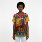 Kenya Safari Christmas Scrub Top Black Santa Riding Lion - Heri ya Krismasi - African Pride