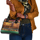 Afro Christmas in Kenya Safari Shoulder Handbag Black Santa Riding Lion - African Pride