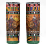 Afro Christmas in Kenya Safari Skinny Tumbler Black Santa Riding Lion - African Pride