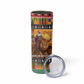 Afro Christmas in Kenya Safari Skinny Tumbler Black Santa Riding Lion - African Pride
