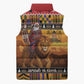 Kenya Safari Christmas Sleeveless Puffer Jacket Black Santa Riding Lion - Heri ya Krismasi